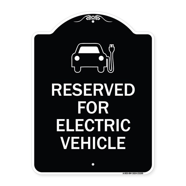 Signmission Reserved for Electric Vehicle W/ Graphic Heavy-Gauge Aluminum Sign, 24" x 18", BW-1824-23209 A-DES-BW-1824-23209 - main